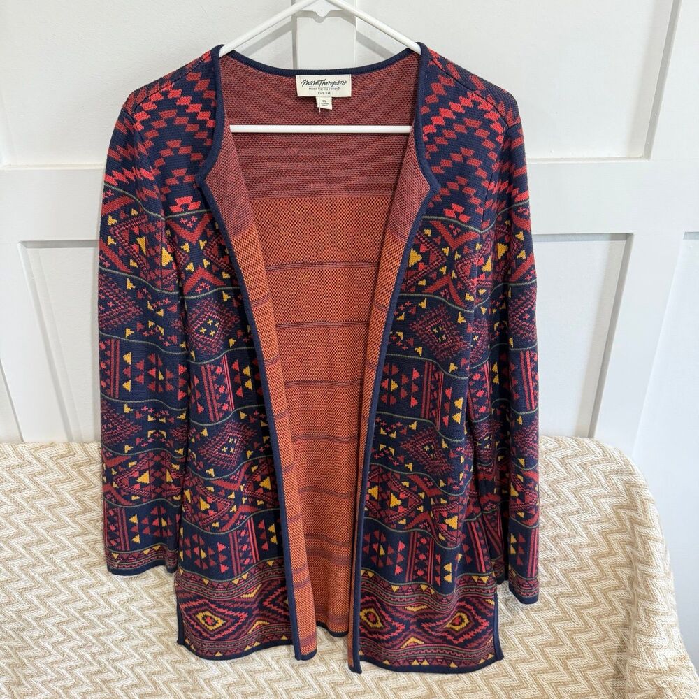 Norm Thompson Women’s Southwestern Boho Geometric Open Front Knit Cardigan